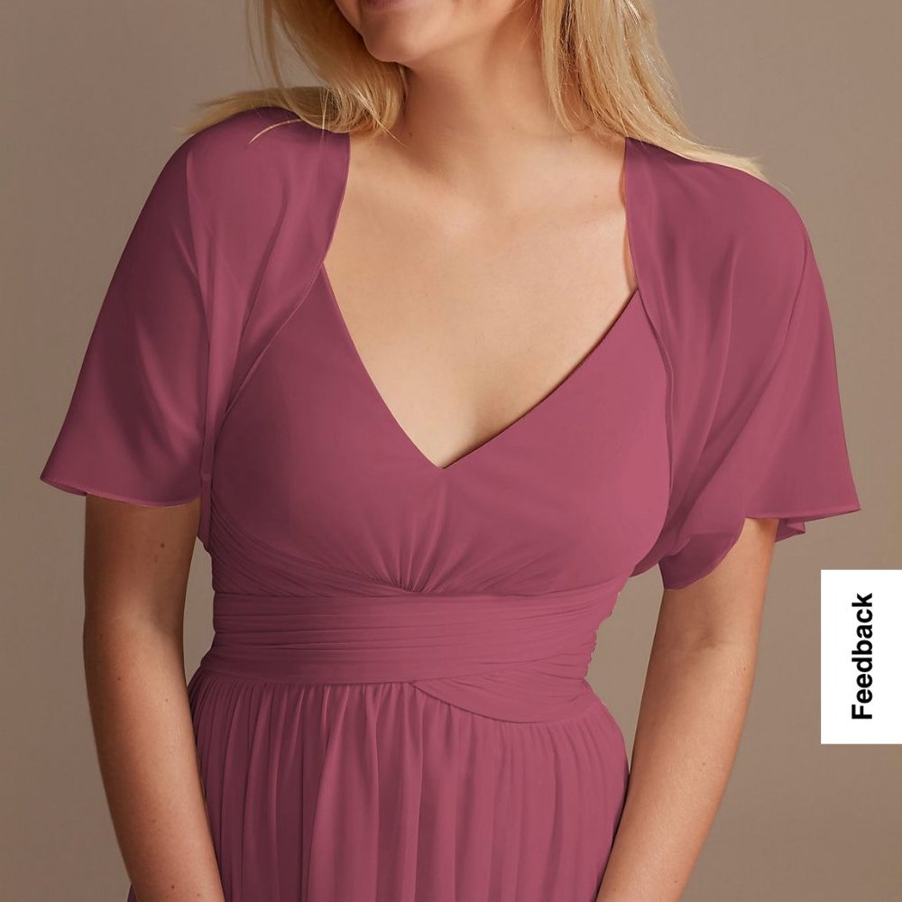 Chianti Soft Chiffon Cropped Bolero Capelet with Flutter Sleeves